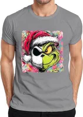 Produktbild von Grinch Jack Skellington Skelett Nightmare before Christmas Weihnachten Herren T-Shirt, Grau, XXL