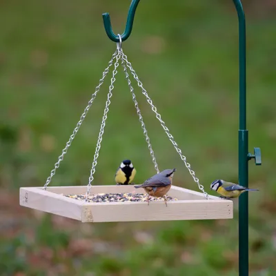 Produktbild von CJ Wildlife Vogelhaus zum Aufhängen - Vogelfutterhaus braun - Metall/Holz ( 100%) - Für Garten & Balkon - Mit Drainage und stabiler Kette