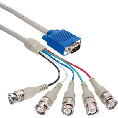 Produktbild von InLine VGA BNC Kabel, 5x BNC Stecker an 15pol HD Stecker, 5m, 5 m, VGA (D-Sub), Beige, Gold, Stecker/Stecker, UL
