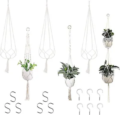 Image de Ensemble de 6 lampes suspendues en macramé, en coton, de la marque Famanu