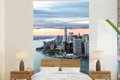 Produktbild von MuchoWow® Fototapete für Wohnzimmer oder Schlafzimmer Wandtapete Vinyl Motivtapete Luftaufnahme von New York - 200x300 cm - Wanddekorationen