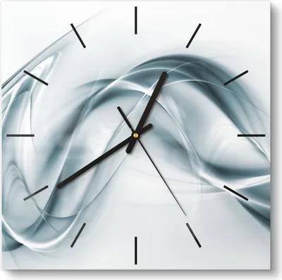 Produktbild von DEQORI Glasuhr 30x30 cm Modern 'Chrom Schwingungen' Wanduhr Glas Uhr Design leise