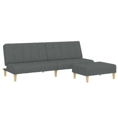 Image de vidaXL Canapé-lit 2 places avec repose-pieds Tissu gris foncé