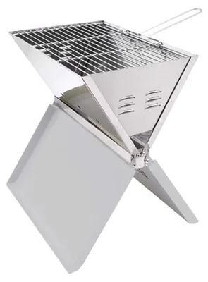 Produktbild von Mobiler Faltgrill aus Edelstahl für Holzkohle, Klappgrill für Camping, 36 x 25,5 x 4,5 cm