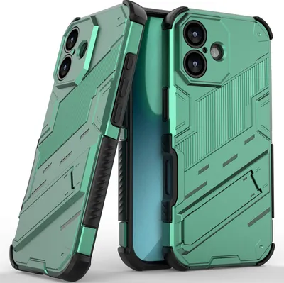 Produktbild von Armor Hülle für iPhone 17 Hybrid PC TPU Bumper Stoßfestes Schutzhülle mit Standfunktion Grün
