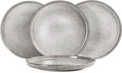 Image de Assiettes repas Set de 4 assiettes à dessert, à petit déjeuner, plates à gâteaux et à salade en porcelaine - design moderne - Ø 26 cm - Vaisselle pour 4 personnes