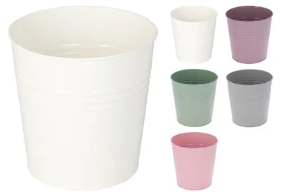 Image de 4 pièces Pot de fleurs Pot de balcon Cache-pot galvanisé Ø13xH11cm