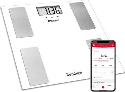 Image de Impédancemètre bluetooth 180kg/100g blanc - Terraillon - 15114 -
