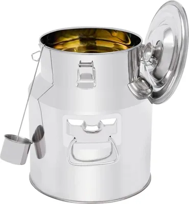 Produktbild von Milchkanne - Transportbehälter - 14 L - Edelstahl - Luftdicht Mit Deckel - Silikondichtung - Polierte Oberfläche - Silber