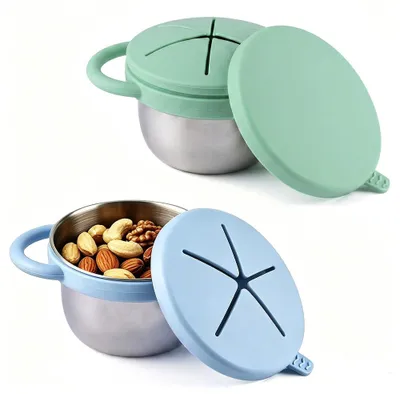 Snackbox Edelstahl 2er-Set auslaufsicher grün blau