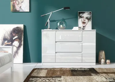 Produktbild von Praktische Kommode 120 cm mit 2 Türen und 3 Schubladen mit viel Stauraum
