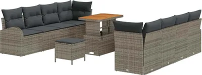 Immagine prodotto di vidaXL Set di divani da giardino con cuscini 11 pezzi Poli rattan grigio