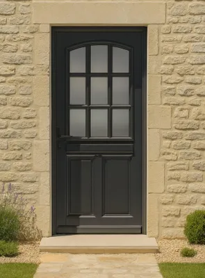 Immagine prodotto di Porta d'ingresso in legno con vetro Alicia grigio antracite, H.215xL.90 cm, lato tavolo P, destro GD MENUISERIES