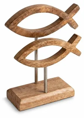 Produktbild von Serviettenhalter Communion Fish wood - Fischsymbol Holz für alle Serviettengrößen, aus Holz, 13x19,5cm Ambiente Serviettenhalter