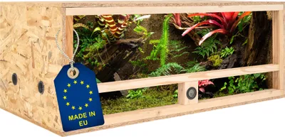 Produktbild von ITA Holz Terrarium 100x50x40 cm mit Seitenbelüftung & Integriertem Hygrometer - Holzterrarium aus OSB-3 Platten - Terrarien für Reptilien, Schlangen, Amphibien - EU Produkt,