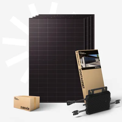 Produktbild von Kleines Kraftwerk 2000W Balkonkraftwerk XL Wand-Halterung – 0% MwSt – 800W Wechselrichter mit WiFi, 4×500W bifaziale Solarmodule, 5 m Kabel