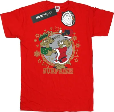 Produktbild von Tom And Jerry - "Christmas Surprise" T-Shirt für Herren BI52090 (XXL) (Rot)