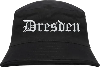 Produktbild von Dresden Fischerhut - Altdeutsch - bestickt -  Bucket Hat Anglerhut Hut Schwarz S/M