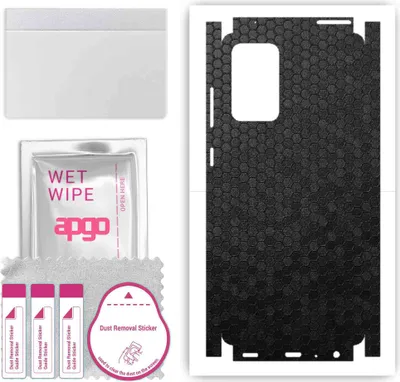 Produktbild von apgo Rückseite + Seiten Schutzfolie, Skin, kompatibel mit Samsung Galaxy A72, Hinten Displayschutzfolie aus Vinylfolie, kratzfest, einfache Montage - Schwarze Honigwabe
