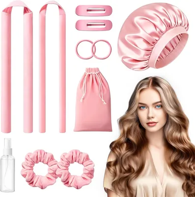Produktbild von Hitzefreie Lockenwickler Set 11-teilig, mit Nachthaube und Haarbändern, für Haare