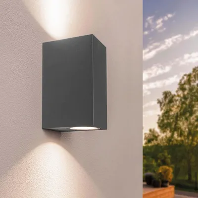 Obrázek produktu pro LED nástěnná lampa Ledvion, IP54, 3W, patice GU10, stmívatelná, tvar krychle, bez žárovky