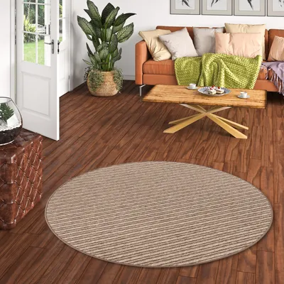 Produktbild von Streifenberber Teppich Marta Braun Rund, Größe:133 cm Rund