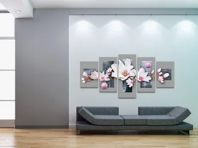 Image de Tableau acoustique Fleurs 200 x 100 cm Tableaux Mousse acoustique Absorbeur acoustique haute performance Isolation acoustique Toile 5 pièces Tableau mural Acoustique intérieure Isolation acoustique 030110-30