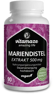Produktbild von Mariendistel 500 mg Extrakt hochdosiert vegan Kps. 90 St