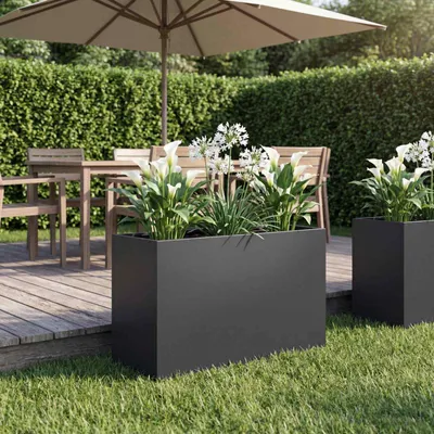 Produktbild von Garten-Pflanzgefäß Schwarz 80 x 40 x 50 cm Kaltgewalzter Stahl