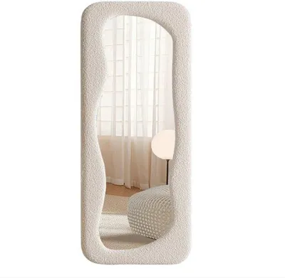 Image de Miroir mural de style organique, 60 x 160 cm, asymétrique, blanc, moderne, salon, chambre