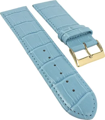 Produktbild von Herzog Uhrenarmband Leder | Alligatorprägung | gepolstert Hellblau 20321G, Stegbreite:22mm
