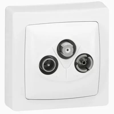 Produktbild von Legrand OTEO 3-Loch-TV-Enddose für TV-, Radio-, SAT-Receiver, Multimediadose 086042
