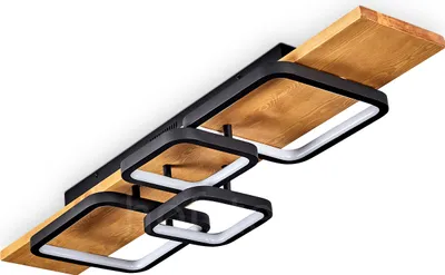 Produktbild von Palermo »Palermo« dimmbare Deckenlampe, Metall/Holz/Kunststoff, Schwarz/Natur