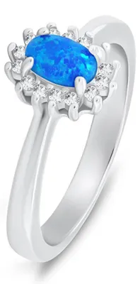 Produktbild von Eleganter Silberring mit Opal und Zirkonen RI106WB - Schaltung: 58 mm