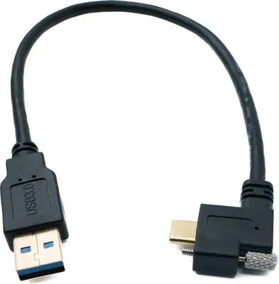 Produktbild von USB 3.1 Kabel 30 cm Typ C Stecker zu 3.0 A Stecker Winkel Left Right Angled | System-S