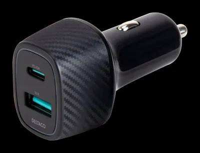 Immagine prodotto di Caricatore per auto Deltaco con ricarica rapida USB-C e USB-A, 63W