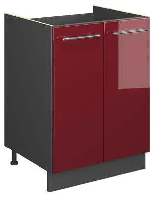 Image de Meuble bas sous-évier Vicco Fame-Line Rouge bordeaux Haute brillance/Anthracite 60cm, Model 65262