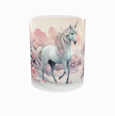 Produktbild von Becher 300ml Einhorn Winterblumen Rosen