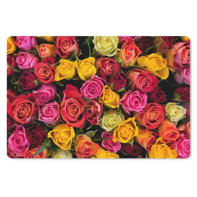 Produktbild von MuchoWow® Schreibtischunterlage Rosen - Rosa - Rot 60x40 cm - XXL Mauspad - Großes Mauspad