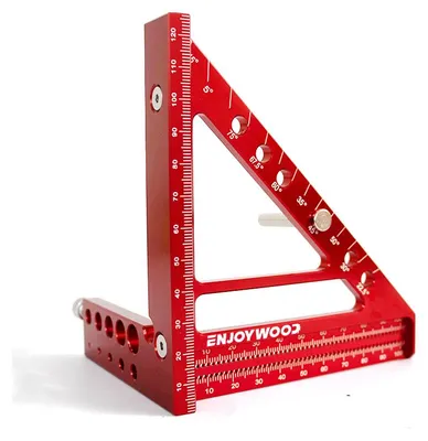 Obrázek produktu pro ENJOYWOOD 5" 3D úhlové pravítko z hliníkové slitiny, úhel 22,5-90°, metrické, typ T, ideální pro inženýry, truhláře a řemeslníky
