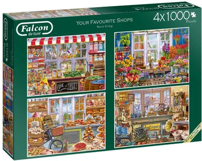 Produktbild von Falcon de luxe Your Favourite Shops - 4x 1000 Teile, 1000 Stück(e), Kunst, 12 Jahr(e)