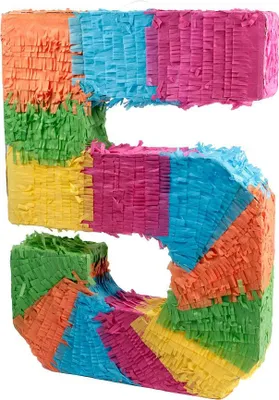 Produktbild von Pinata Zahl 0–9 – Schlagpinata für Kindergeburtstag, Party & Event – Bunte Geburtstags-Pinata zum Befüllen für Mädchen & Jungen Zahl wählen: Pinata-Ziffer 5