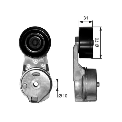 Produktbild von GATES T39065 Spannrolle Keilrippenriemen 70mm für VW LT 28-46 II Kastenwagen (2DA, 2DD, 2DH) LT 28-35 II Bus (2DB, 2DE, 2DK)