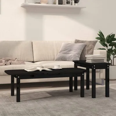 Immagine prodotto di Maison Exclusive - Set di 2 tavolini da salotto in legno massello di pino nero
