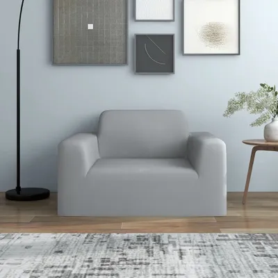 Produktbild von The Living Store Stretch-Sofahusse Grau Polyester-Jersey