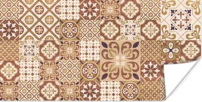 Produktbild von MuchoWow® Poster Blumen - Figuren - Vintage - Braun - Design 160x80 cm - Foto Poster