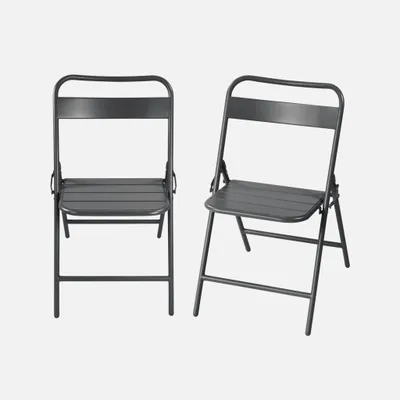 Immagine prodotto di Set 2 sedie da giardino bistrot pieghevoli in acciaio, Antracite