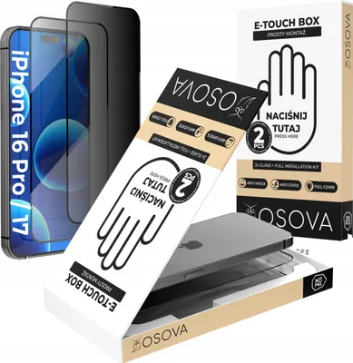 Immagine prodotto di SZKŁO PRYWATYZUJĄCE OSOVA do iPhone 16 Pro|17 SZYBKA Z APLIKATOREM 2 sztuki