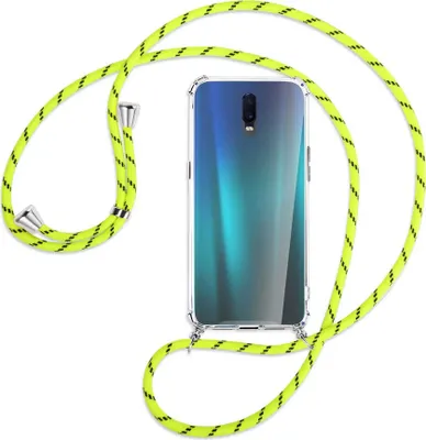 Produktbild von Handykette Backcover-Schutzhülle mit Band (Metall silberfarben) für Oppo R17 / RX17 - neongelb