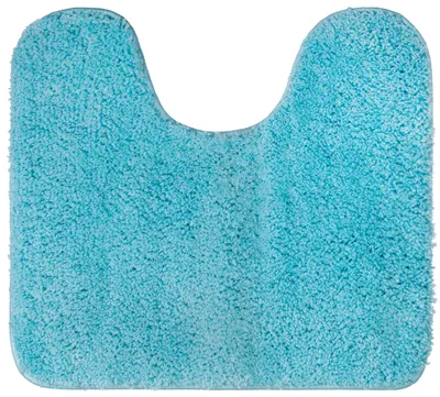 Image de Tapis de toilettes 45 x 50 cm avec découpe, en microfibre douce, tapis de bain antidérapant pour les toilettes, turquoise